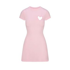 SKIMS Heart Mini Dress Cotton Jersey Pink Valentines Day Small NWT SOLD OUT RARE